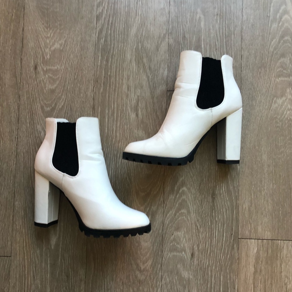 White & Black Chelsea Boots